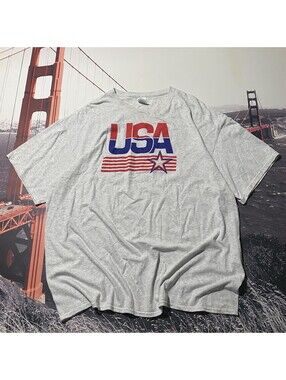 Delta Pro Weight USA Tee Size 3XL Text Logo Men's Short Sleeve T-Shirt White